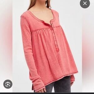 We The Free Coral Long Sleeve Top High Low